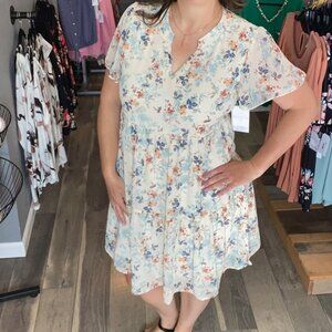 Floral Flare Ruffle Sleeve Dress NWT Size XL